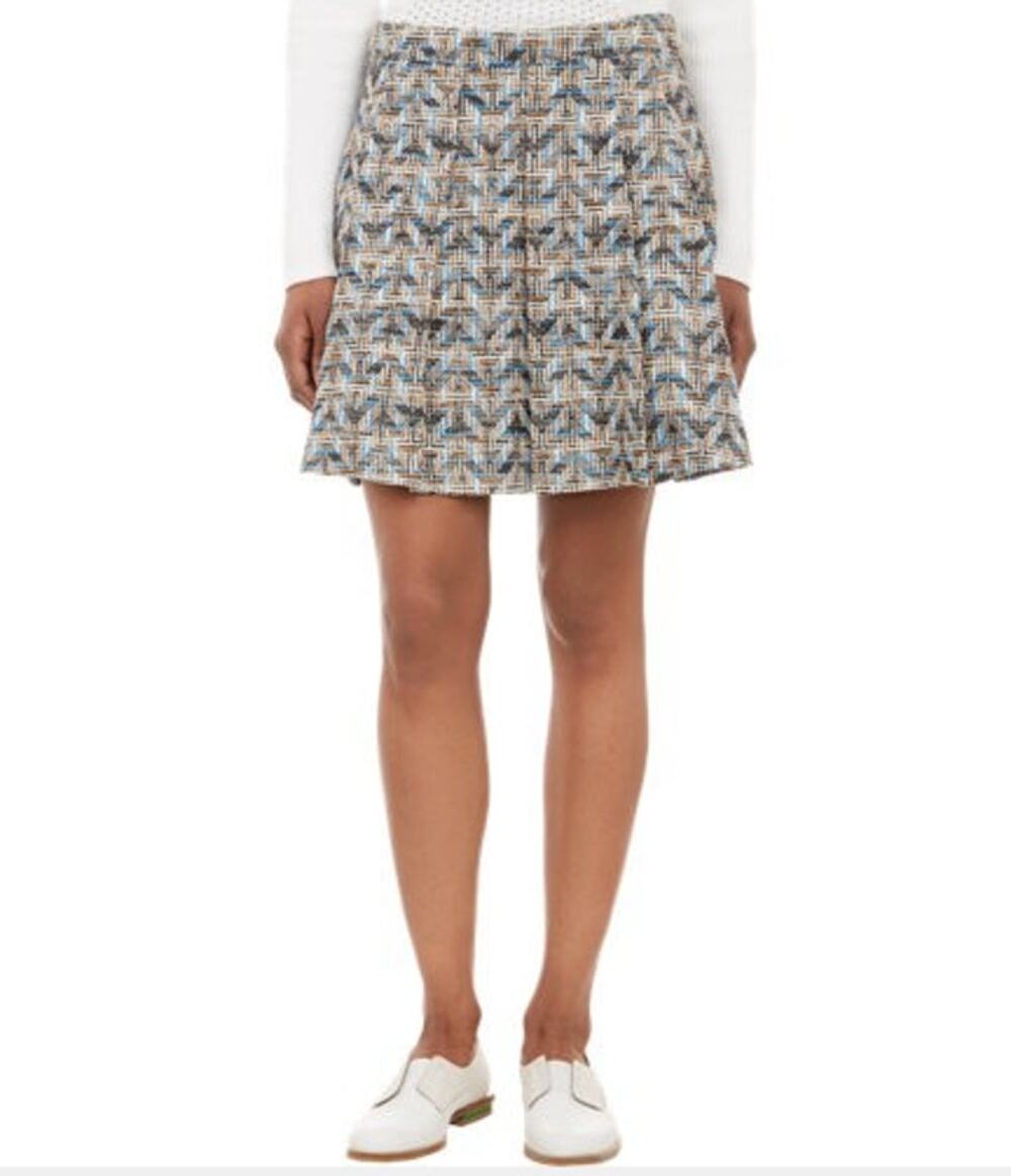 10 Crosby Derek Lam GEOMETRIC-TWEED BOX-PLEAT SKIRT // 0